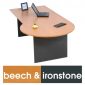 Logan P Shape Desk 2100 X 1050MM Beech & Ironstone